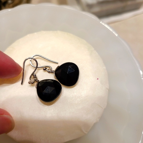 Tous sterling silver onyx earrings - Picture 2 of 4